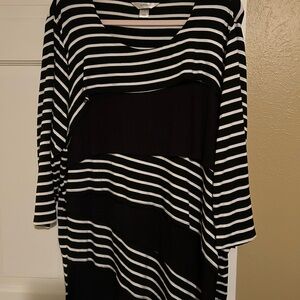 CJ Banks Black and White Long Sleeve Tunic
